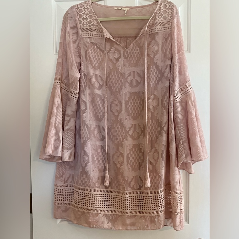 Anthropologie Floreat Esme Tassel Tunic Dress Dress Light Pink Lace Size 6